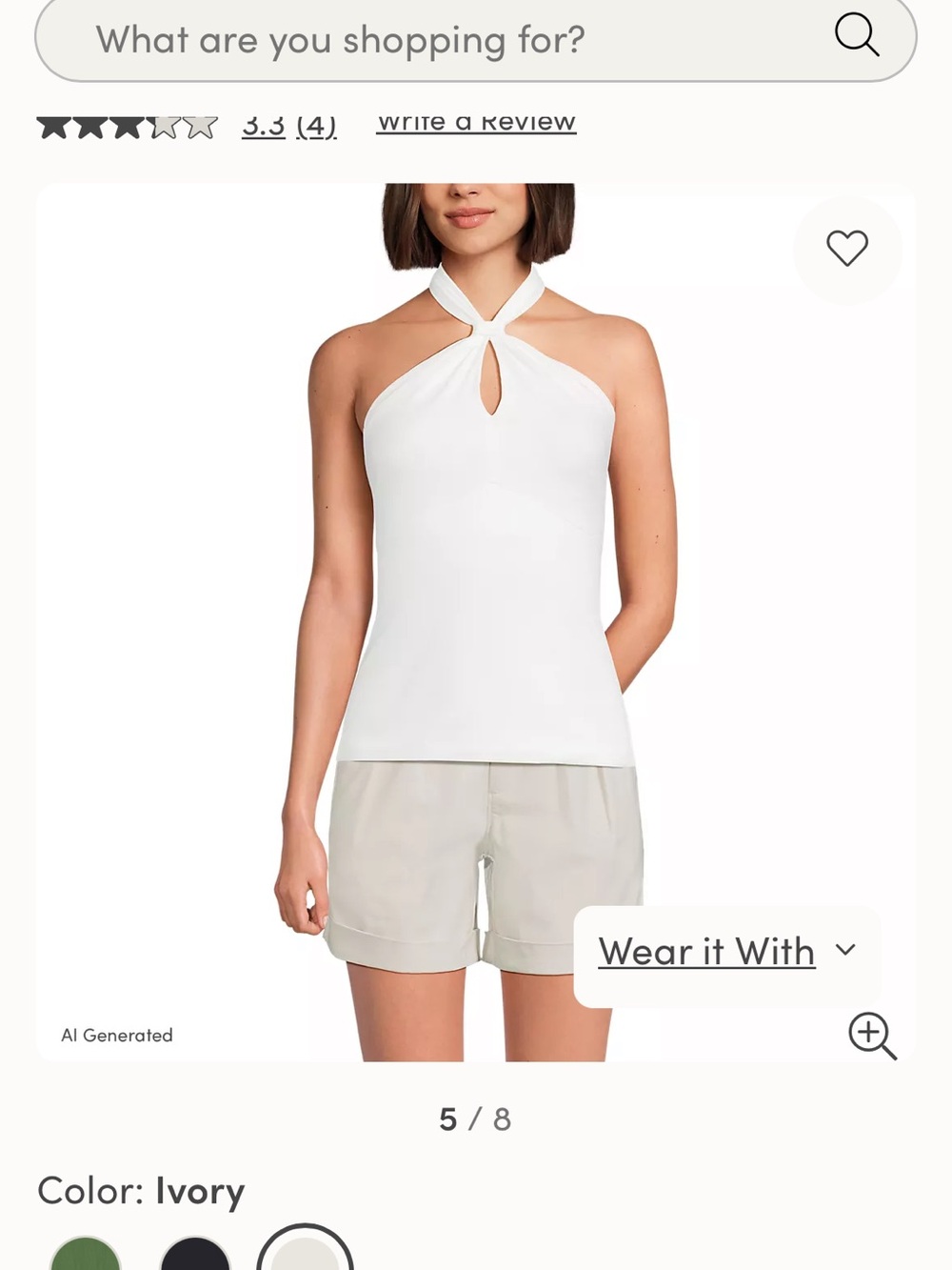 NWT Lands' End Women’s Ivory Halter Top XS - Picture 7 of 9